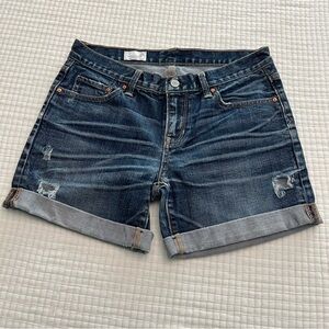 Dark Blue Rolled-Hem Women's Denim Shorts